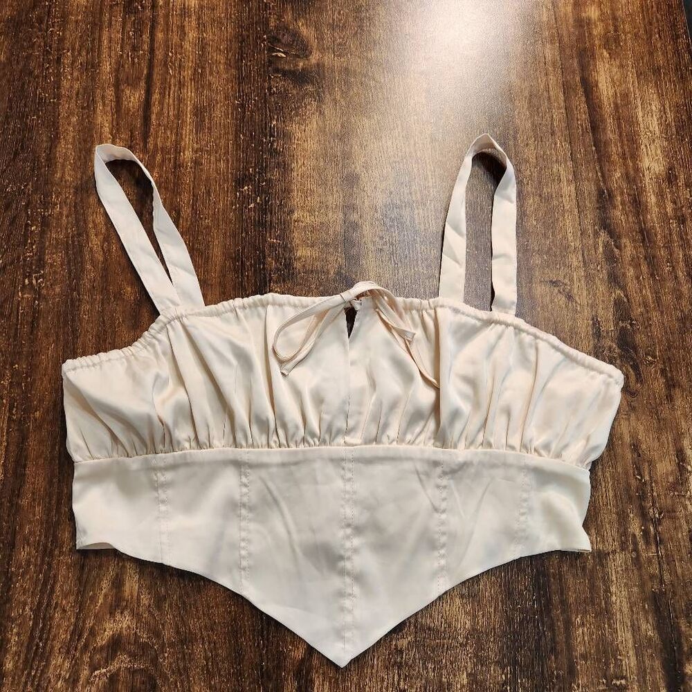 Forever 21 satin peasant crop